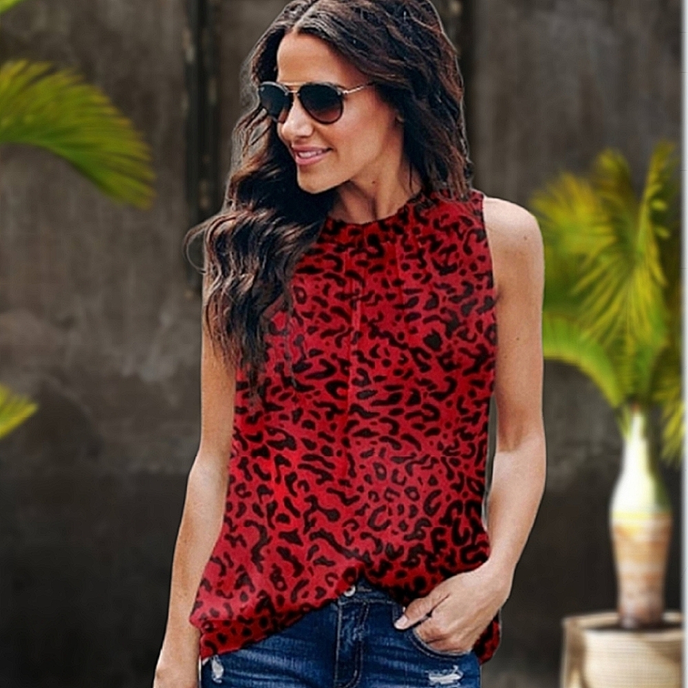 Leopard Sleeveless Blouse